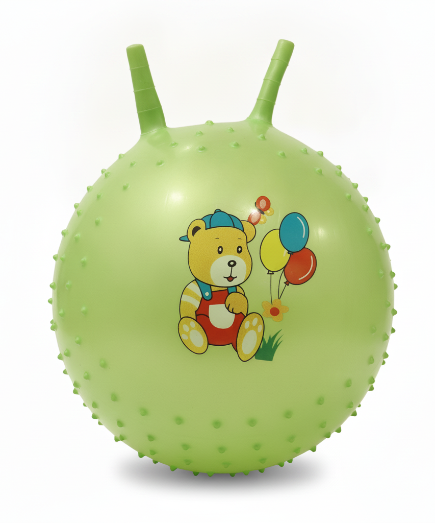 Kids' Green Bouncy Hopper Ball with Cartoon Bear