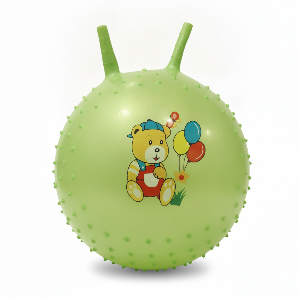 Kids' Green Bouncy Hopper Ball with Cartoon Bear