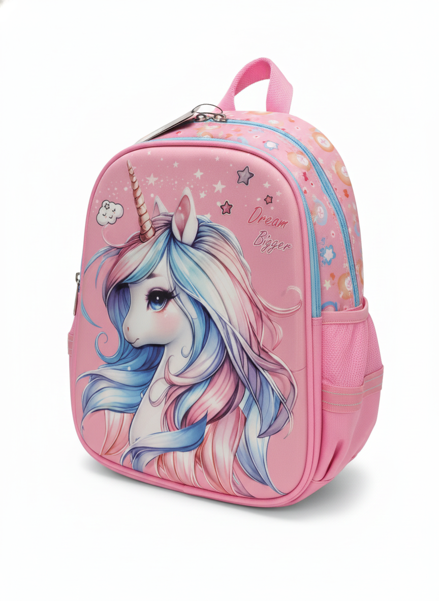 Pink Unicorn Dream Bigger Kids Backpack (Size 17)