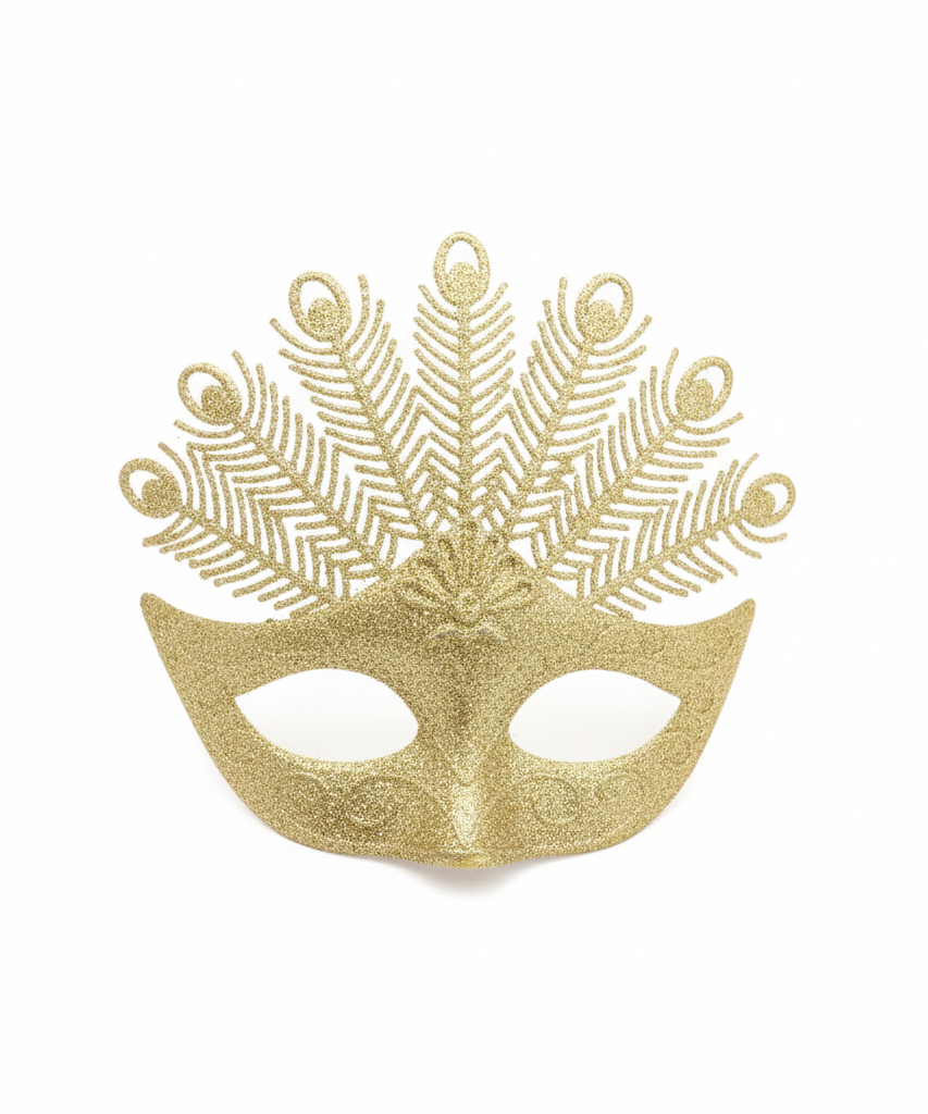 Golden Glitter Peacock Masquerade Mask