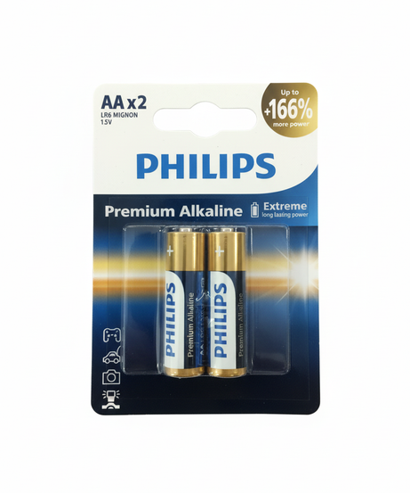 Philips Premium Alkaline AA LR6 Mignon Batteries - 2 Pack