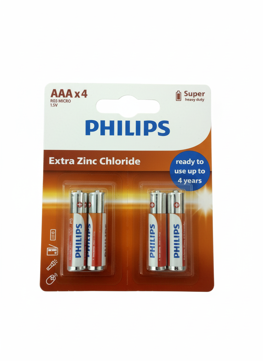 Philips AA Extra Zinc Chloride Super Heavy Duty Batteries (4-pack)