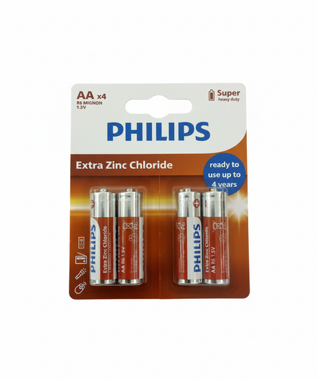 Philips AA Extra Zinc Chloride Super Heavy Duty Batteries (4-pack)