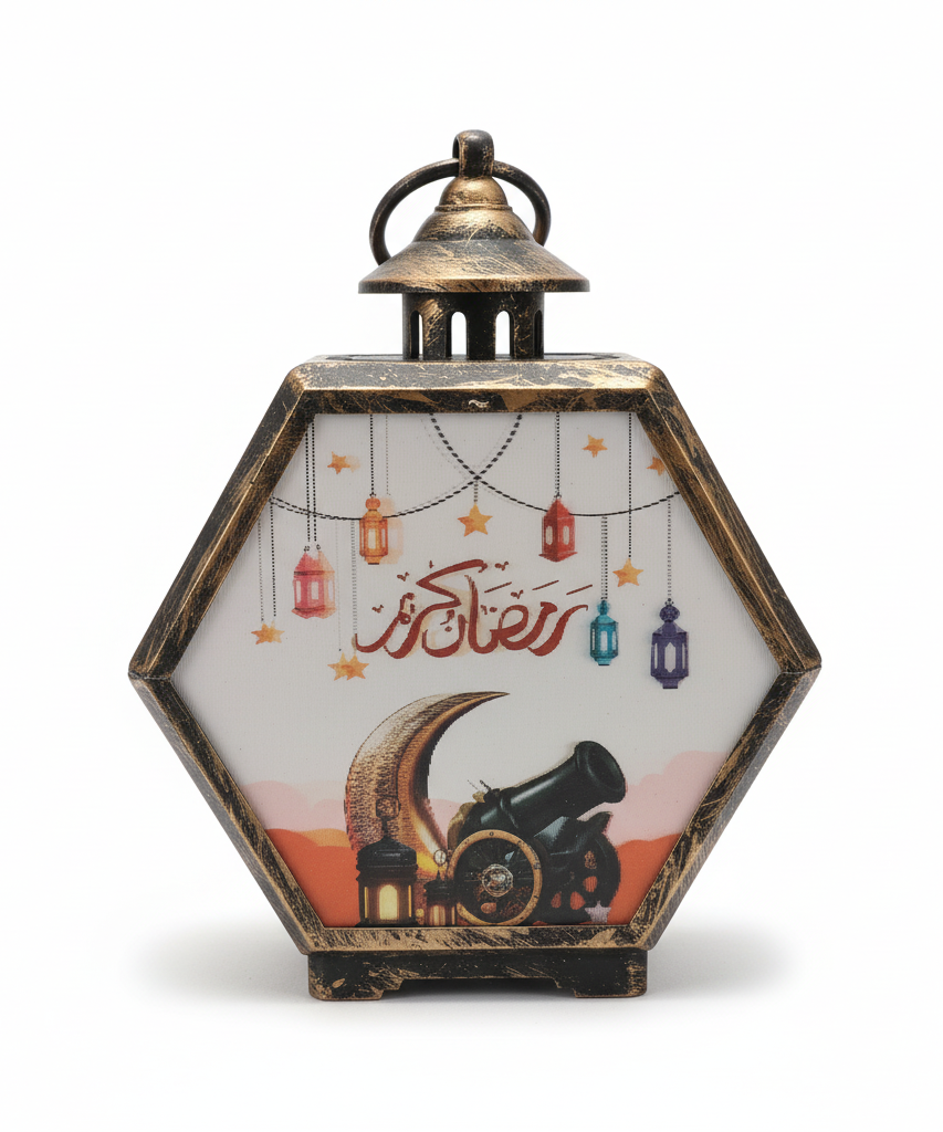 Ramadan Kareem Decorative Hexagonal Lantern with Dates Design