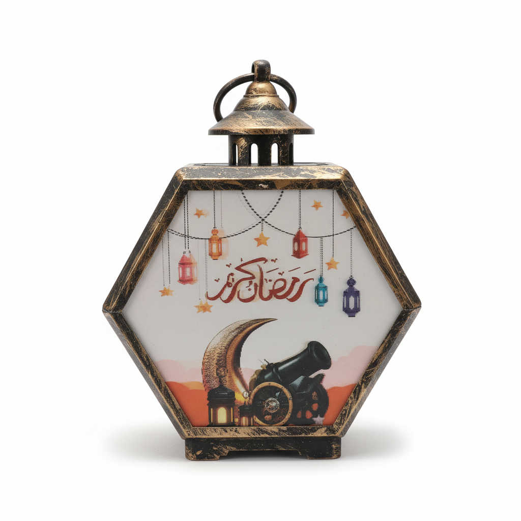Ramadan Kareem Decorative Hexagonal Lantern with Dates Design
