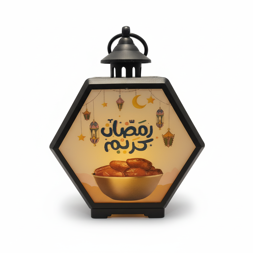 Ramadan Kareem Decorative Hexagonal Lantern with Dates Design
