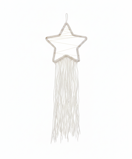 Macrame Crescent Moon Wall Decor with Star & Lantern Charms