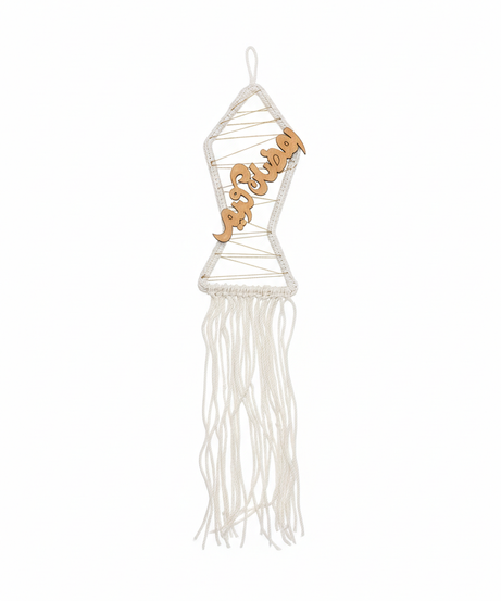Macrame Crescent Moon Wall Decor with Star & Lantern Charms