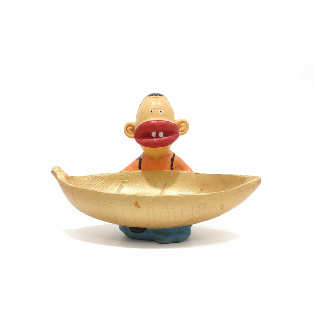 Pouty Bunny Baby Golden Leaf Trinket Dish