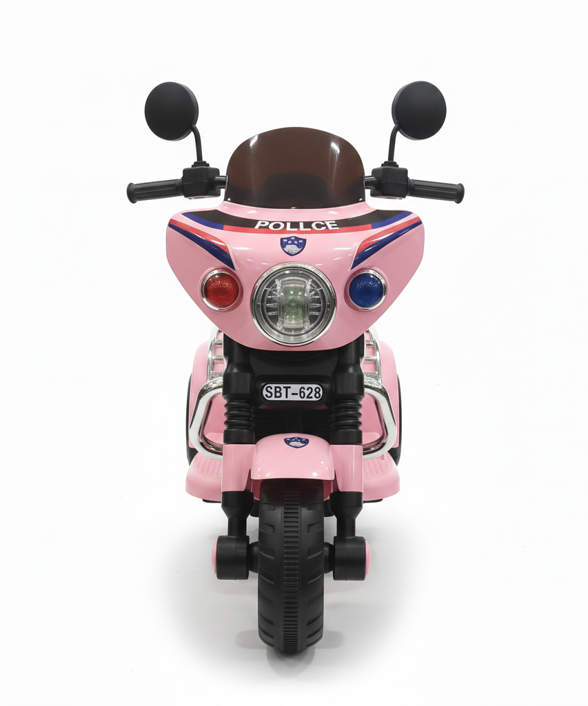 Pink Police-Themed Ride-On Motorcycle Toy