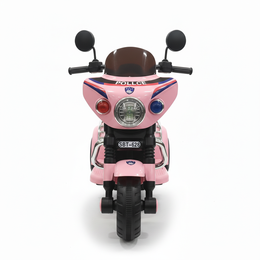Pink Police-Themed Ride-On Motorcycle Toy