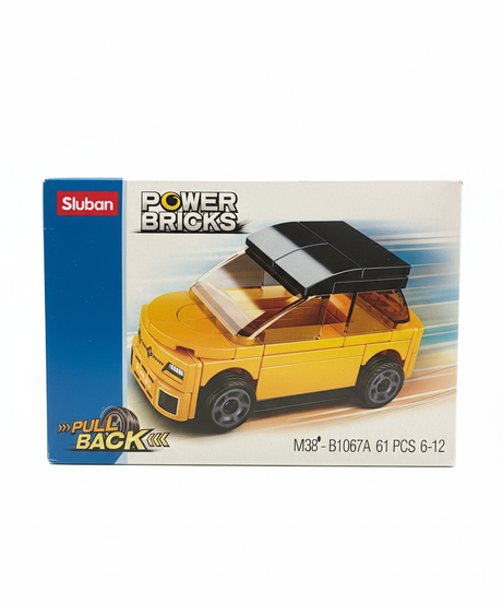 Sluban Power Bricks Pull Back Light Blue Car Building Set M38-B1067G