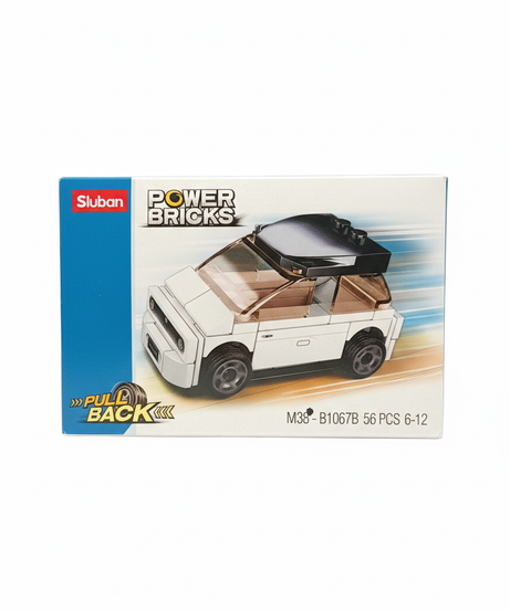 Sluban Power Bricks Pull Back Light Blue Car Building Set M38-B1067G