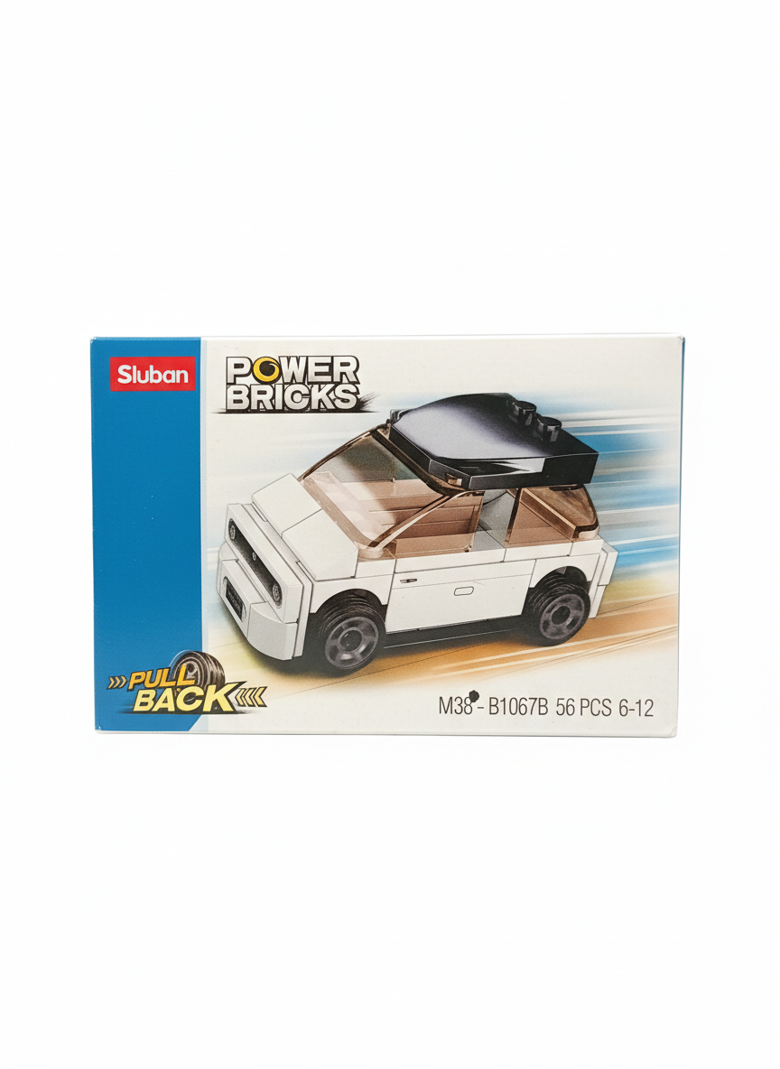 Sluban Power Bricks Pull Back Light Blue Car Building Set M38-B1067G