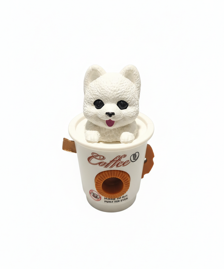 Smiling Dog Coffee Cup Pencil Sharpener