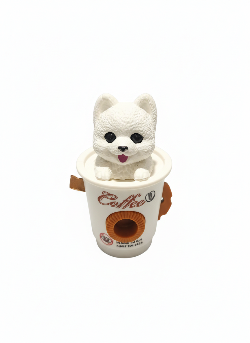 Smiling Dog Coffee Cup Pencil Sharpener