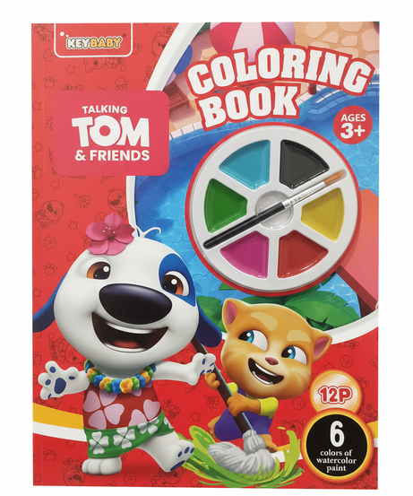 KEYBABY Talking Tom & Friends Coloring Book with Watercolors
