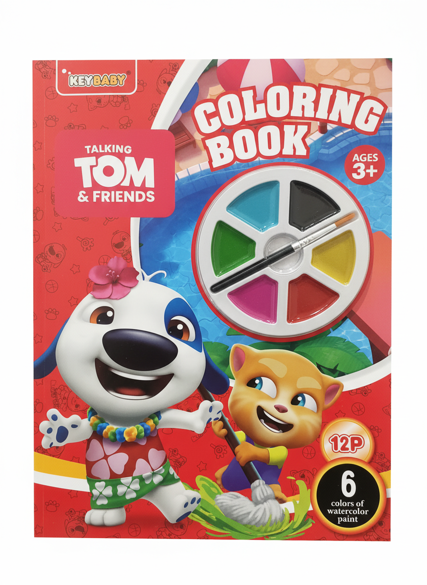 KEYBABY Talking Tom & Friends Coloring Book with Watercolors