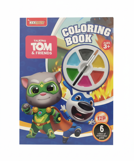 KEYBABY Talking Tom & Friends Coloring Book with Watercolors