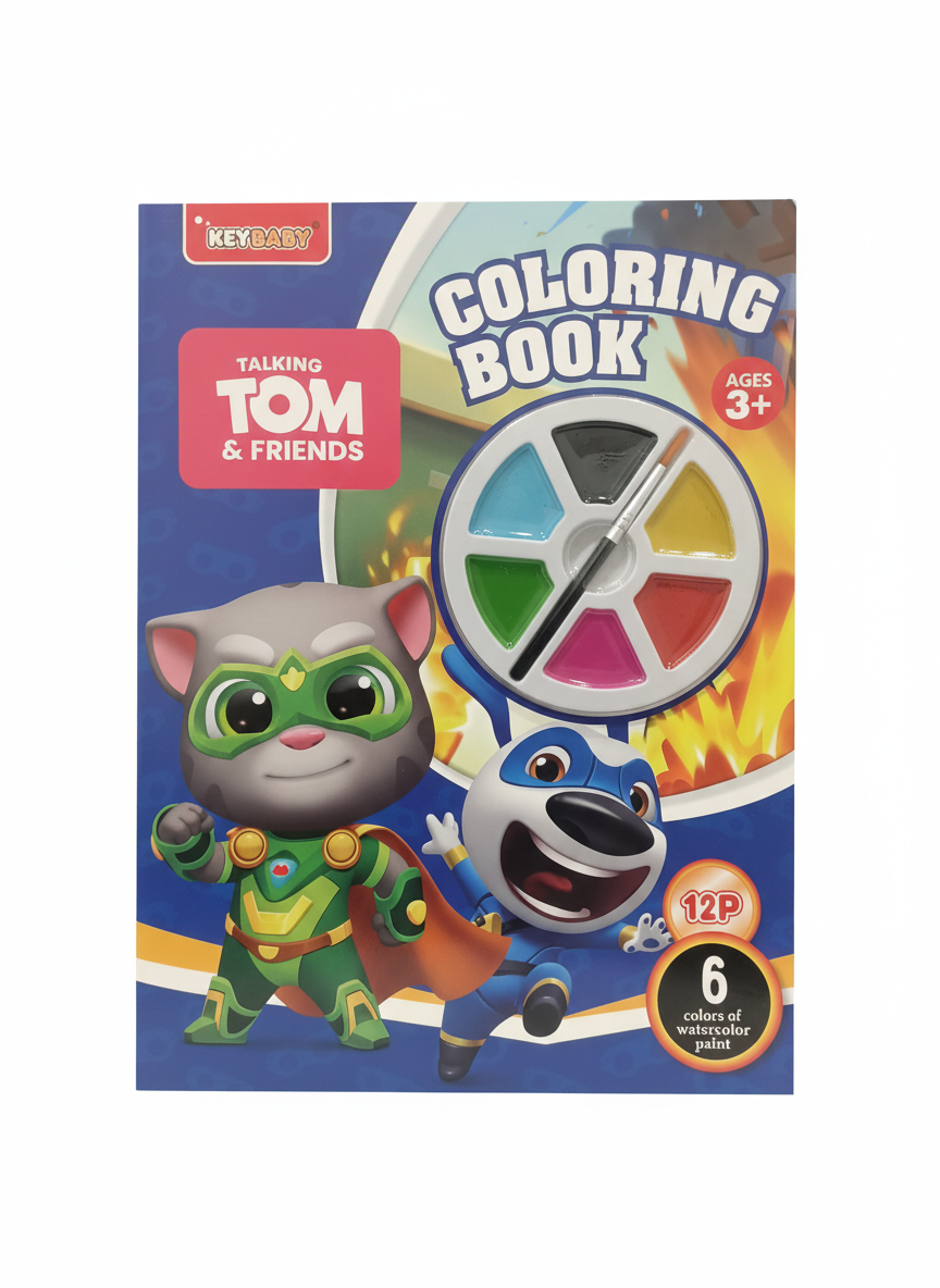 KEYBABY Talking Tom & Friends Coloring Book with Watercolors