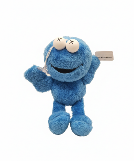 KAWS-Inspired Blue Fluffy Monster Plush Charm with Suction Cup 25 Cm