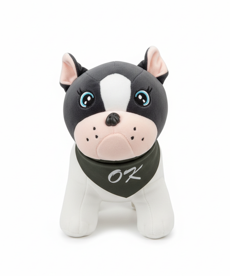 Cream French Bulldog Plush Toy with "DOG" Bandana 22 Cm