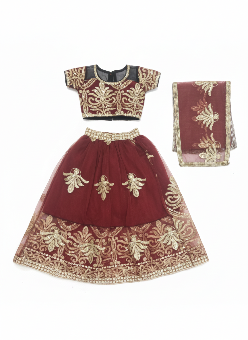 Girls Traditional Sequin Embroidered Festive Costume