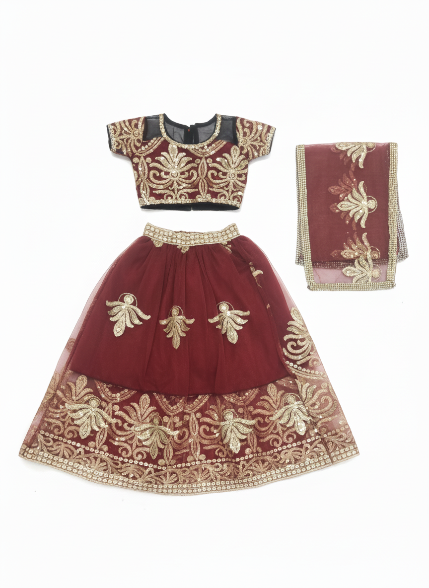 Girls Traditional Sequin Embroidered Festive Costume