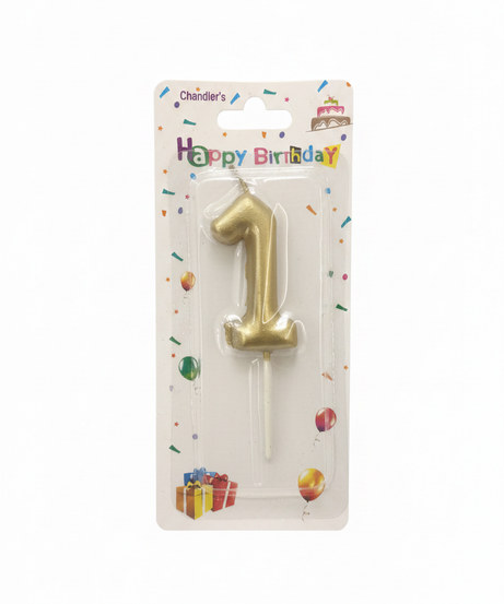 Chamtler's Happy Birthday Number 1 Silver Candle