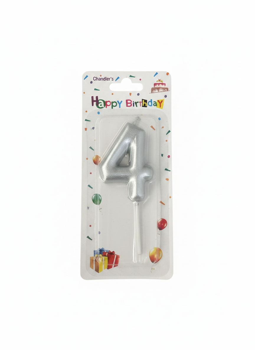 Chandler's Happy Birthday Number 4 Gold Candle
