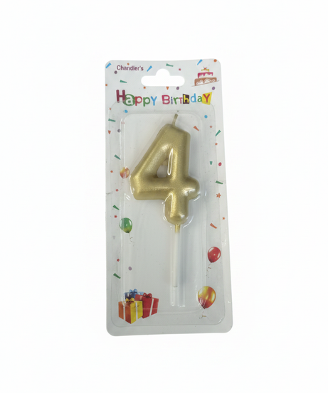 Chandler's Happy Birthday Number 4 Gold Candle