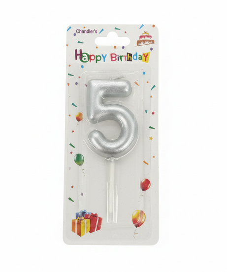 Chandler's Gold Happy Birthday Number 5 Candle