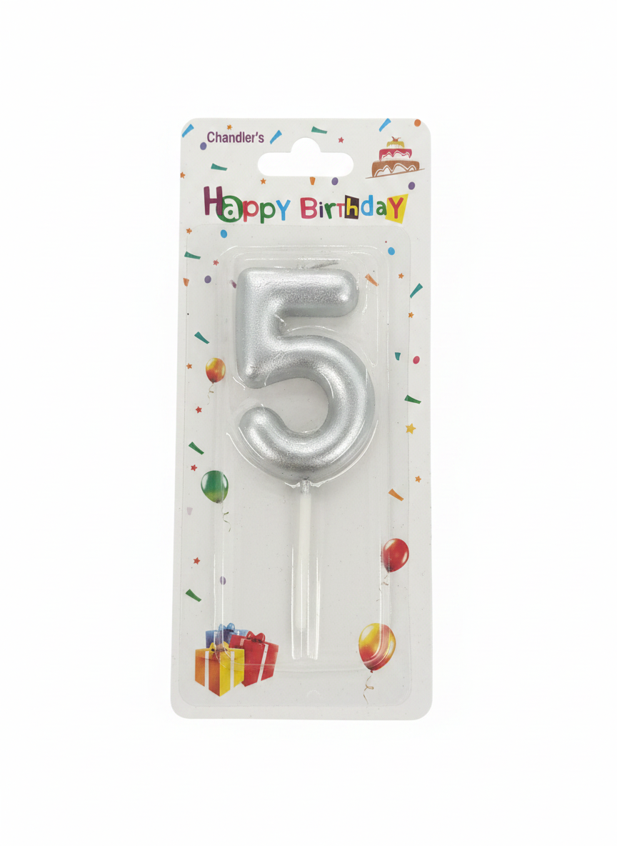 Chandler's Gold Happy Birthday Number 5 Candle