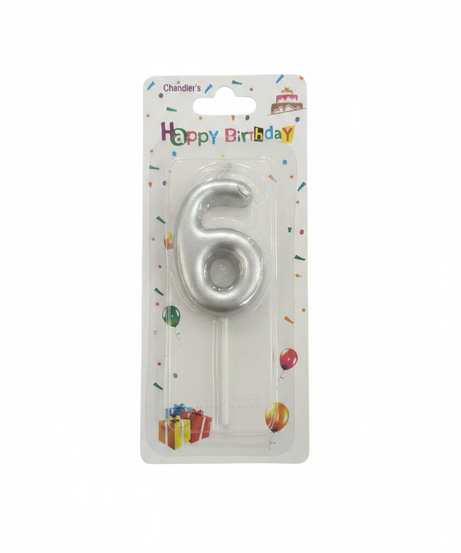 Chandler's Happy Birthday Gold Number 6 Candle
