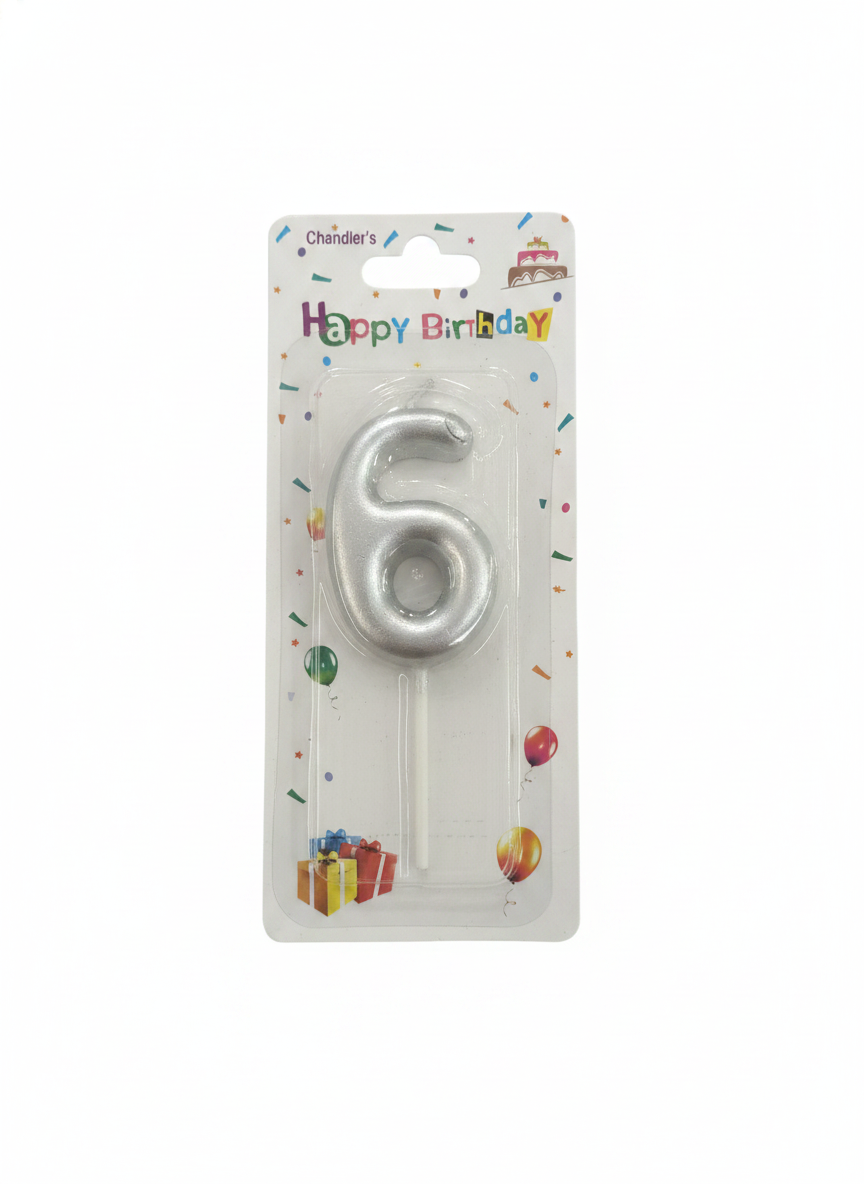 Chandler's Happy Birthday Gold Number 6 Candle