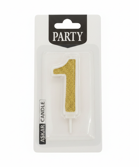 Askar Candle Party Number 1 Glitter Birthday Candle