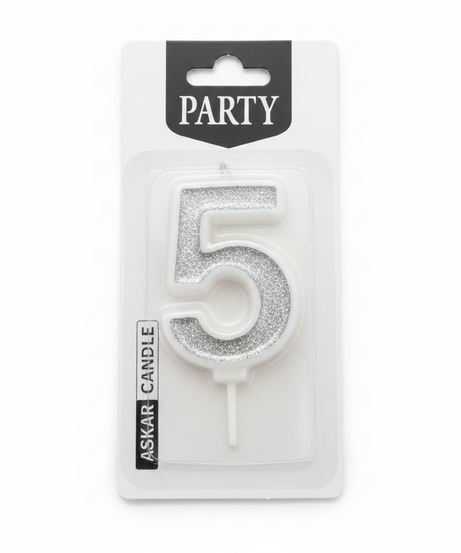 ASKAR CANDLE Party Glitter Number 5 Candle