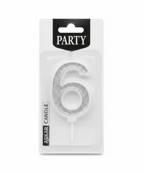 Askari Party Glitter Number 6 Birthday Candle