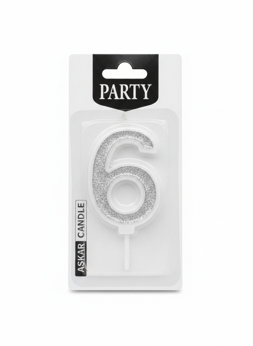 Askari Party Glitter Number 6 Birthday Candle