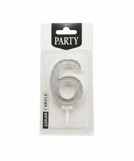 Askari Party Glitter Number 6 Birthday Candle