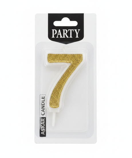 Askar Candle Party Number 7 Gold Glitter Candle