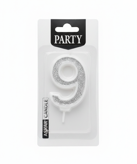 ASKAR CANDLE Gold Glitter Number 9 Party Candle