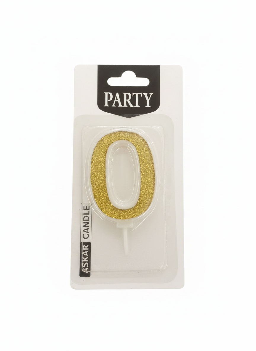 Askar Party Glitter Number 0 Candle