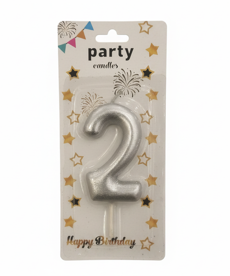 Gold Happy Birthday Number 2 Party Candle
