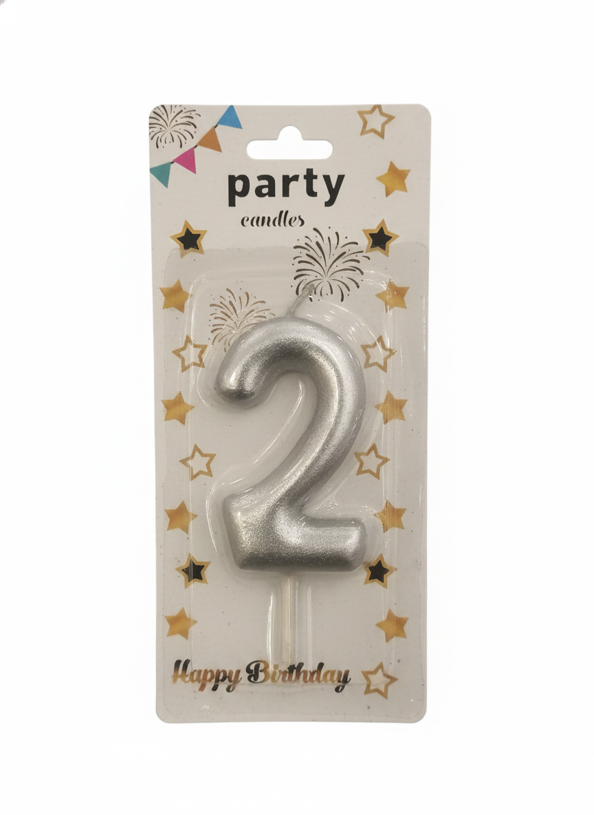 Gold Happy Birthday Number 2 Party Candle