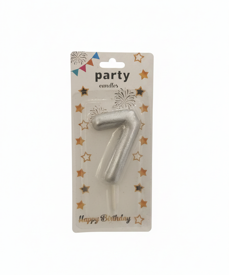 Party Candle Number 7 Silver