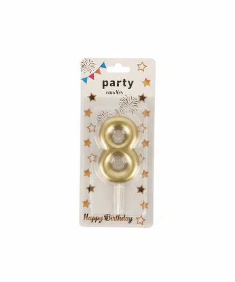 Gold Number 8 Party Birthday Candle