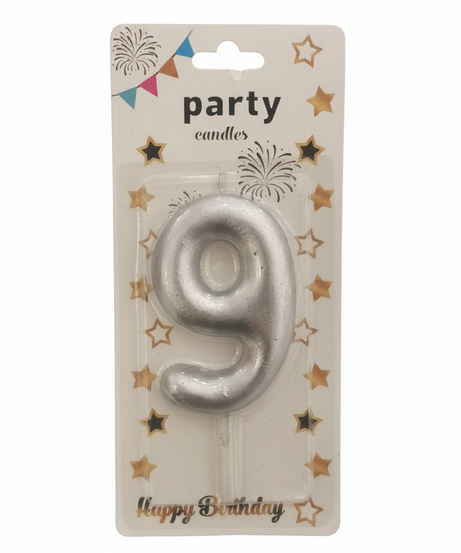 Gold Number 9 Party Candle