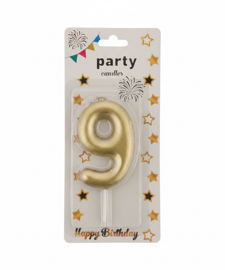 Gold Number 9 Party Candle