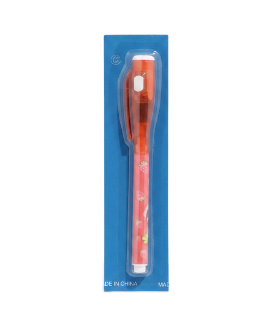 Invisible Ink Pen with UV Light (Strawberry Design)
